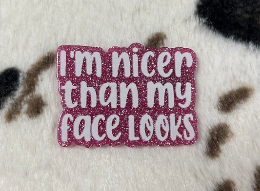 I’m Nicer Than My Face Looks Badge Face