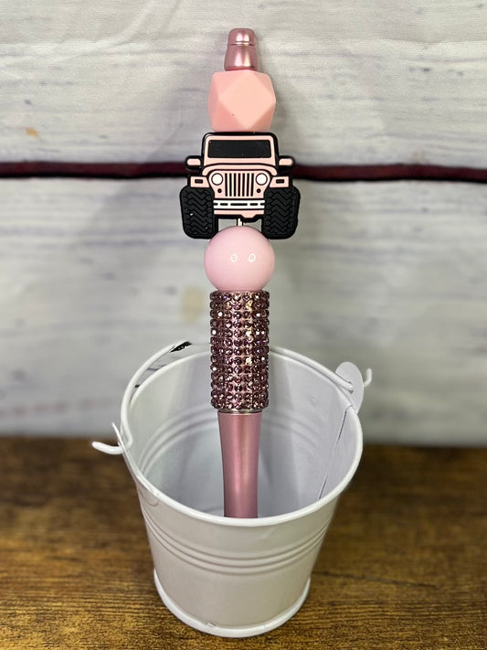 Pink Jeep Beaded Pen